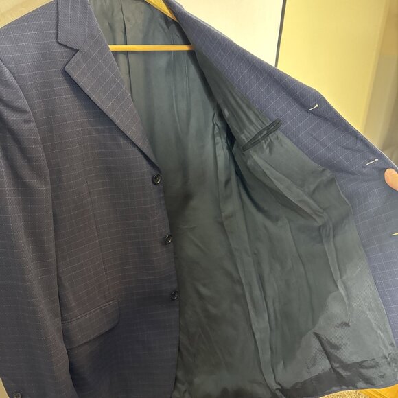 Ermenegildo Zegna Soft Men 40 navy slate-blue windowpane wool blazer Switzerland - Picture 6 of 9
